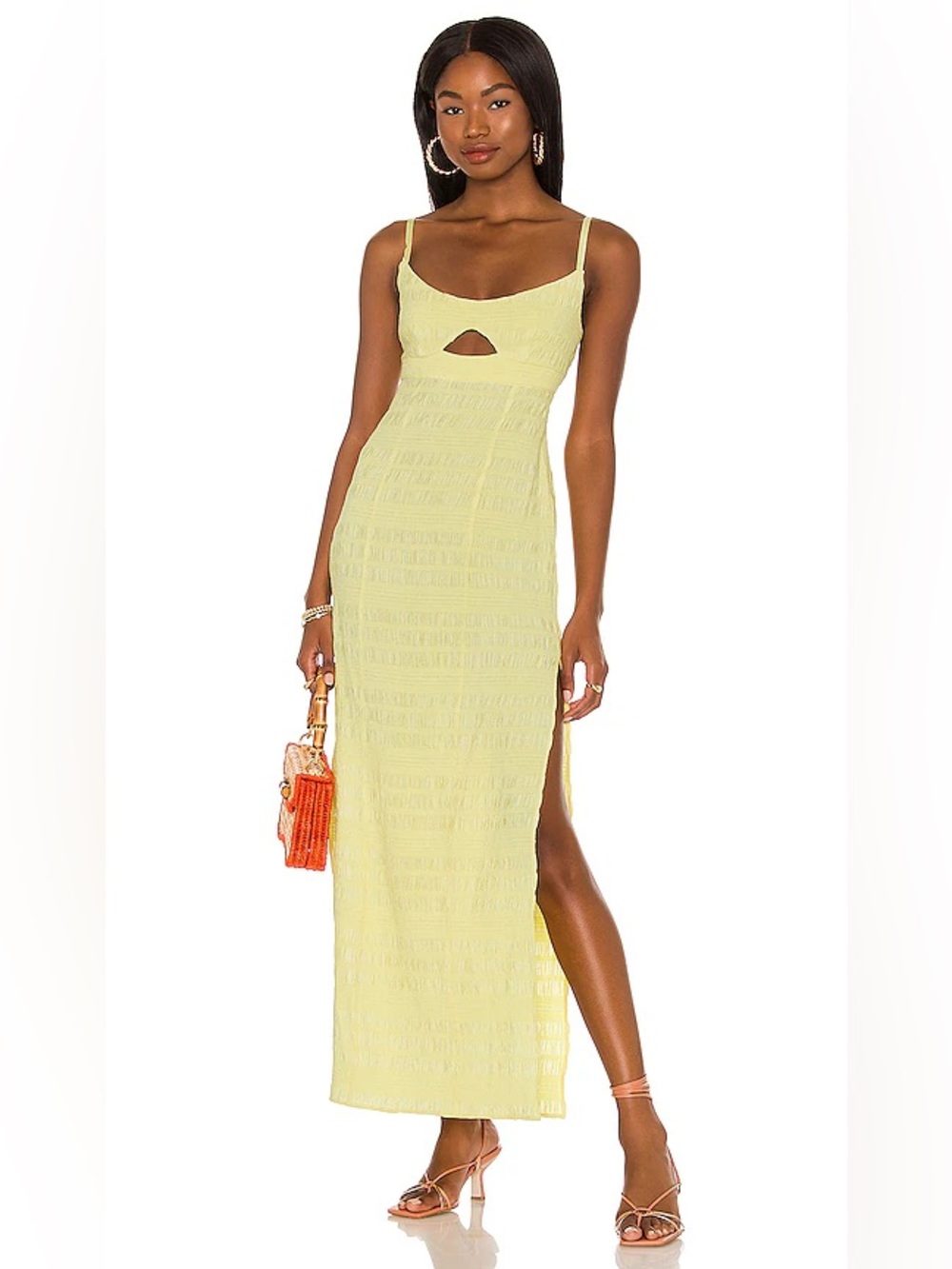 LPA Yellow Slip dress with Front Cutout size small - Picture 8 of 11